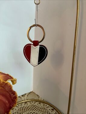 Coach Red White Blue Heart Keychain